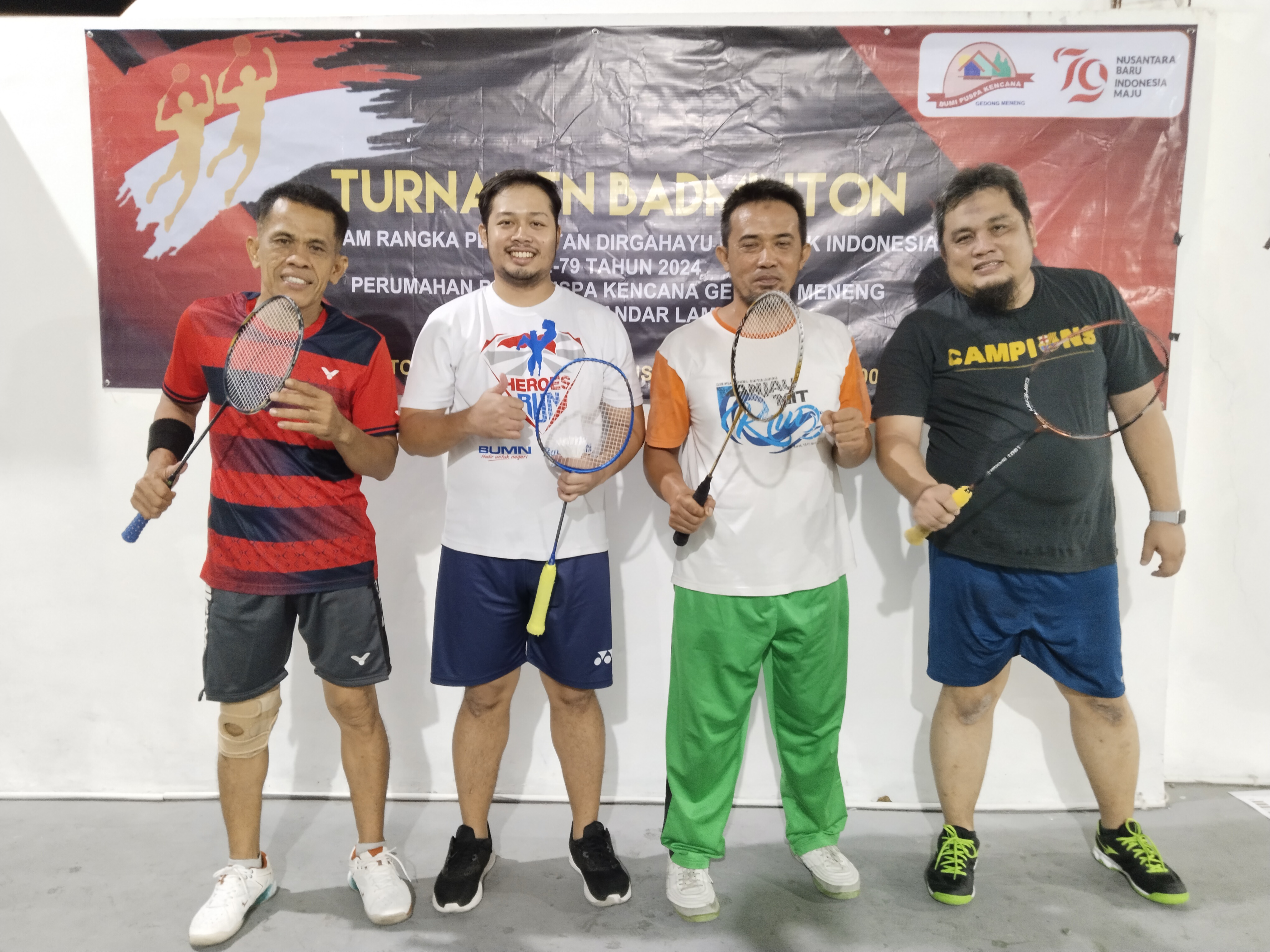Pertandingan Badminton HUT RI di RT 007 Perum Bumi Puspa Kencana Gedong Meneng Meriah, Banyak Muncul Kejutan