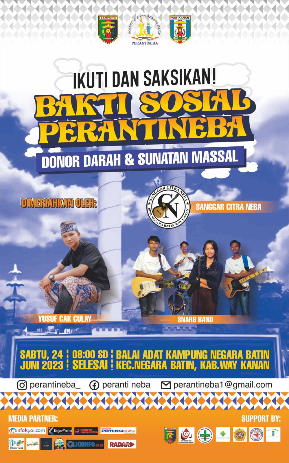 Bakal Ada Yusuf Cak Culay di Donor Darah & Sunatan Massal Perantineba 24 Juni