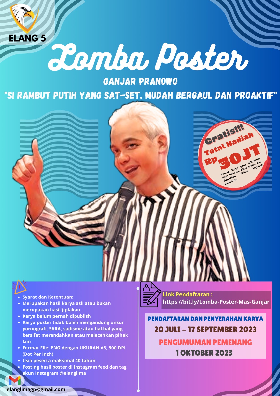 Gengs, Elang 5 Buat Lomba Poster 'Si Rambut Putih Yang Sat-Set, Mudah Bergaul dan Proaktif', Ikutan Yuk!