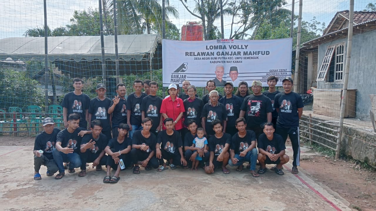 TPC Dan Relawan Ganjar Mahfud Waykanan, Laksanakan Lomba Bola Volley di Desa Negri Bumi Putra