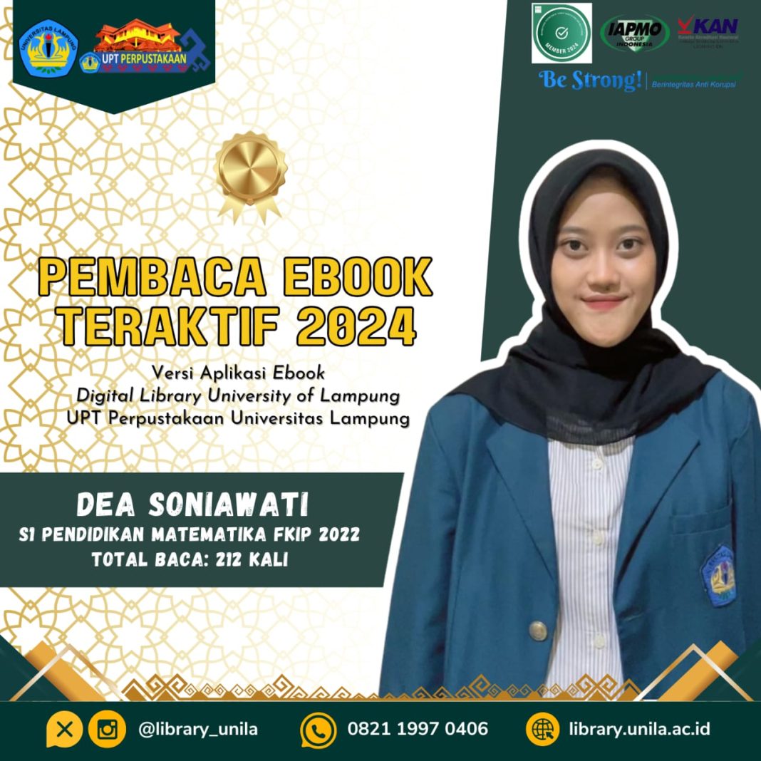 UPT Perpustakaan Unila Beri Penghargaan Pembaca Terbaik dan Teraktif Digital Library