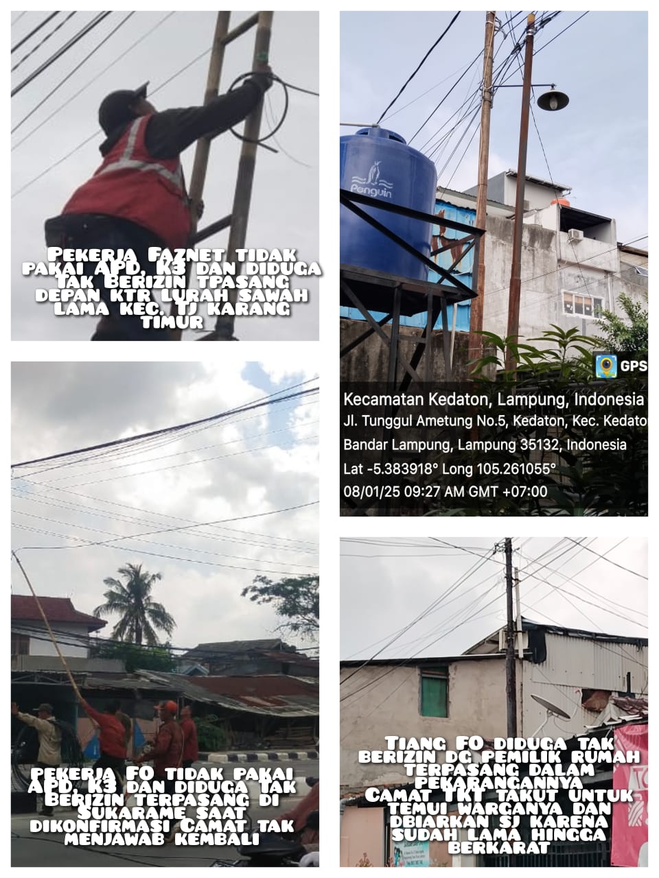 Polemik Fiber Optik Ilegal di Bandar Lampung, Camat Diduga Abaikan Perwali