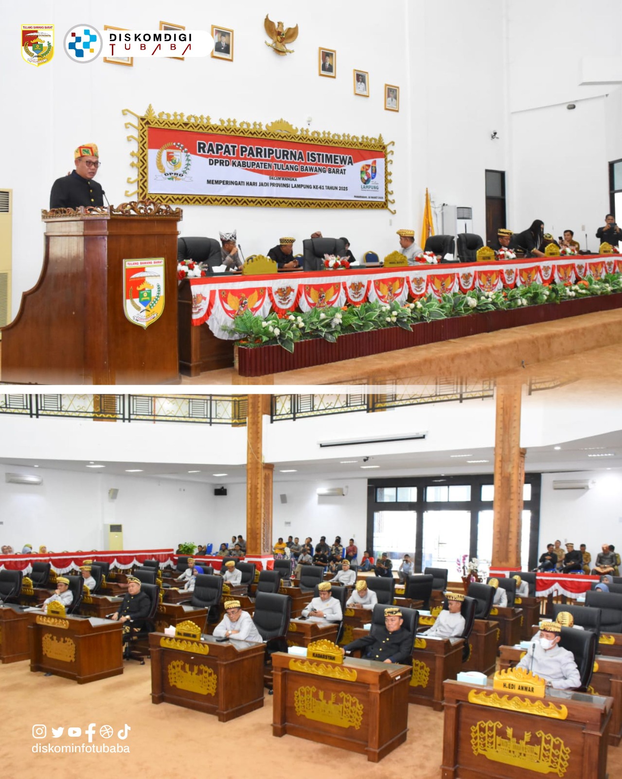 Tubaba Ikuti Paripurna HUT Lampung ke-61, Wabup Sampaikan Harapan Gubernur